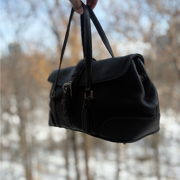 Vintage Coach Hamptons Black Leather Flap Satchel | 9267 | Hangtag | LIKE-NEW - Picture 9 of 12